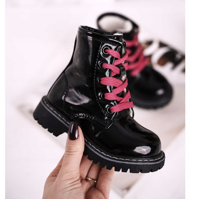 Children's Boots Warmed With Fur, Lacquered Black Pinkie 2 Children's Boots Warmed With Fur, Lacquered Black Pinkie 2