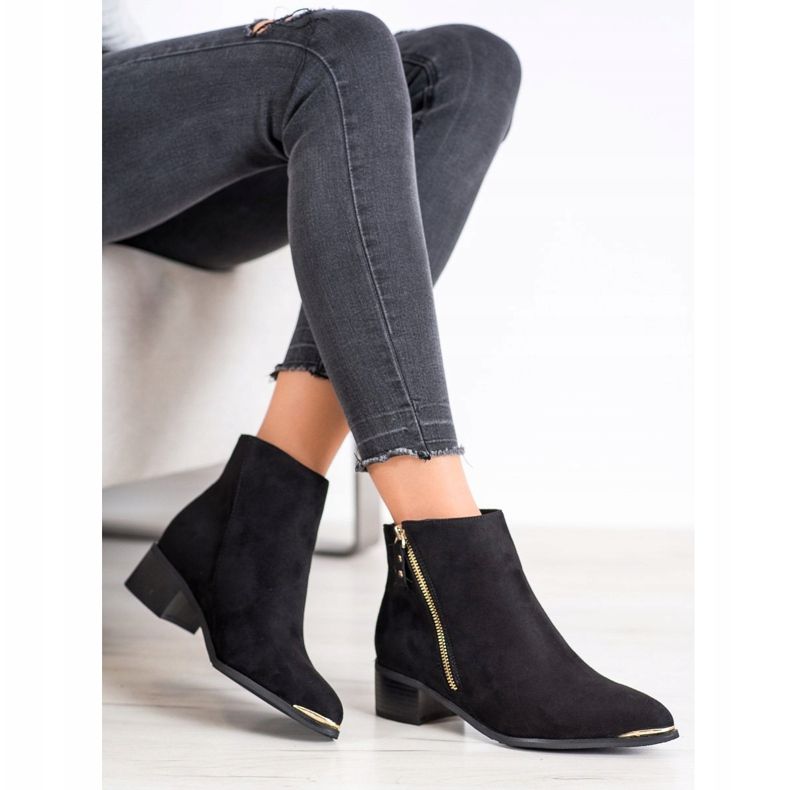 Kayla Stylish boots with a zipper black golden 1