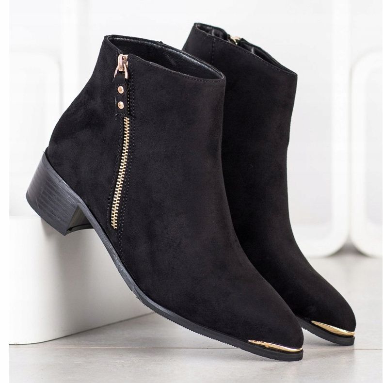 Kayla Stylish boots with a zipper black golden 2