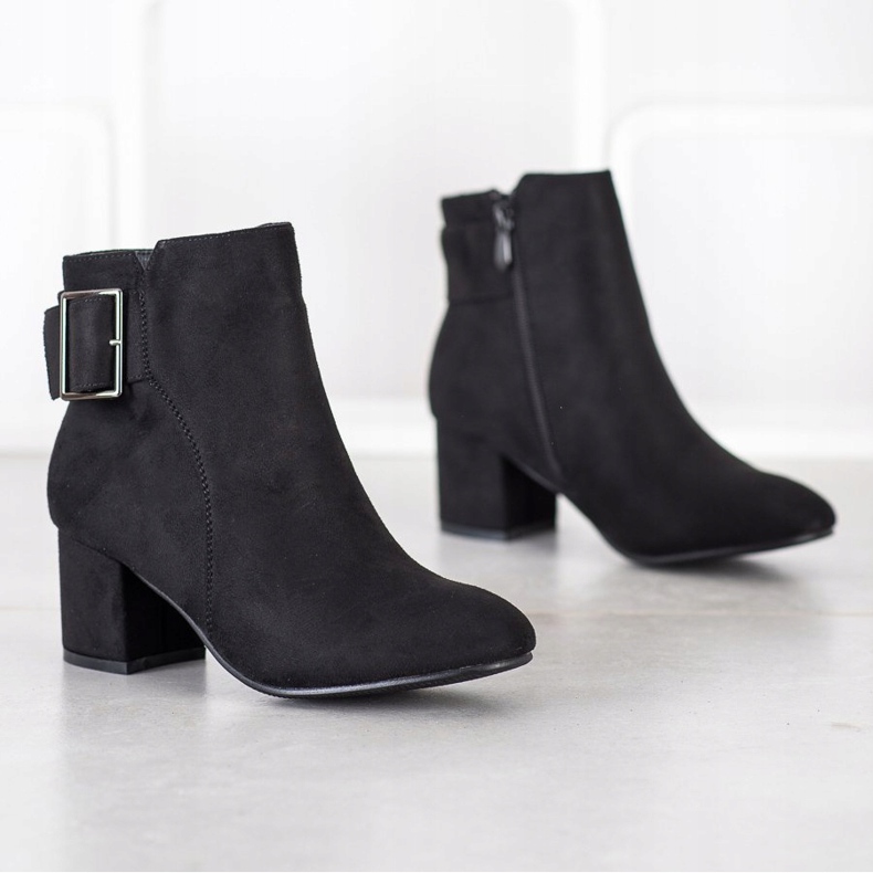 Top Shoes Suede Booties With A Buckle black 1
