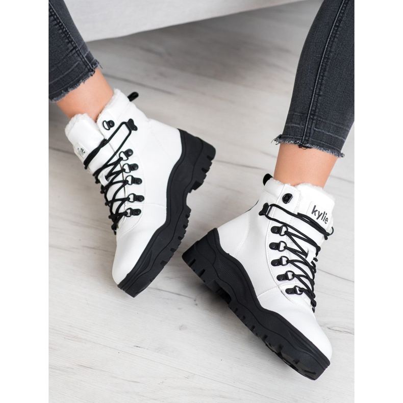 Kylie Hiking Boots On The Platform White / Black 1 Kylie Hiking Boots On The Platform White / Black 1