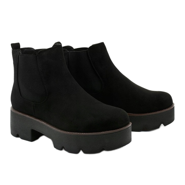 Black suede ankle boots on the Arnlando platform 2