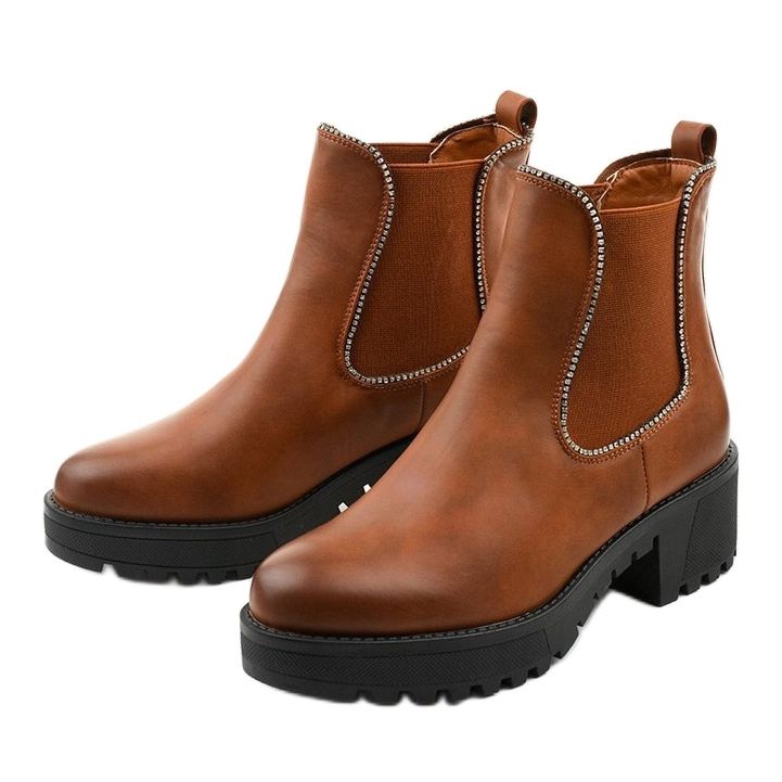 Camel boots on the Torwarine eco-leather platform brown 2