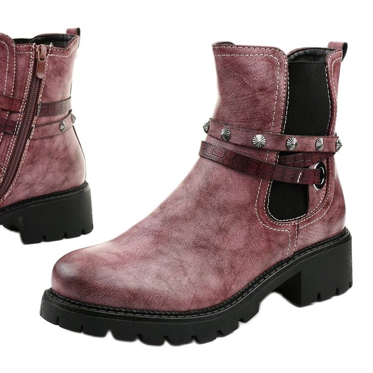 Pink flat insulated boots with a Siempleglam zipper 1