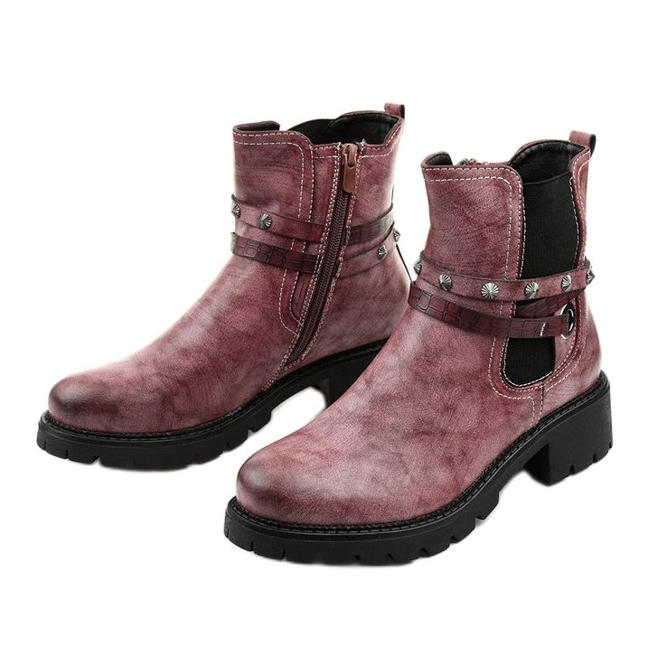 Pink flat insulated boots with a Siempleglam zipper 2