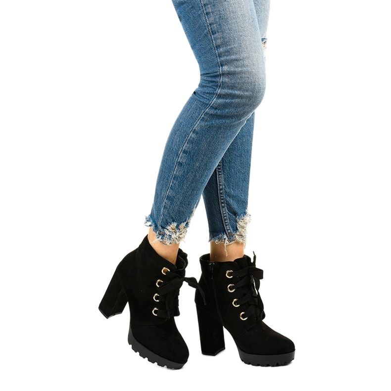 Black ankle boots in eco-suede Athlis 1