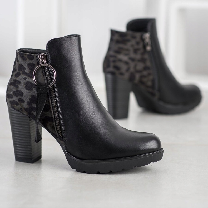 Goodin Warm Leopard Print boots black 1