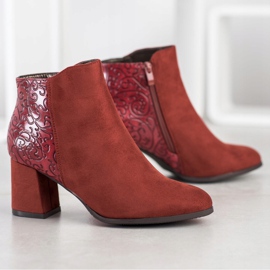 M.Daszyński Burgundy boots with a pattern brown red 1