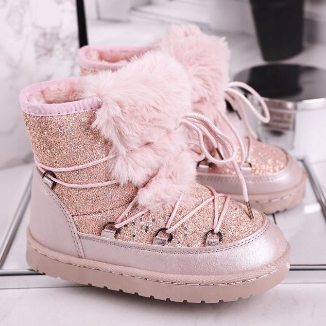 Children s Snow Boots With Fur Light Pink Minnie Mouse