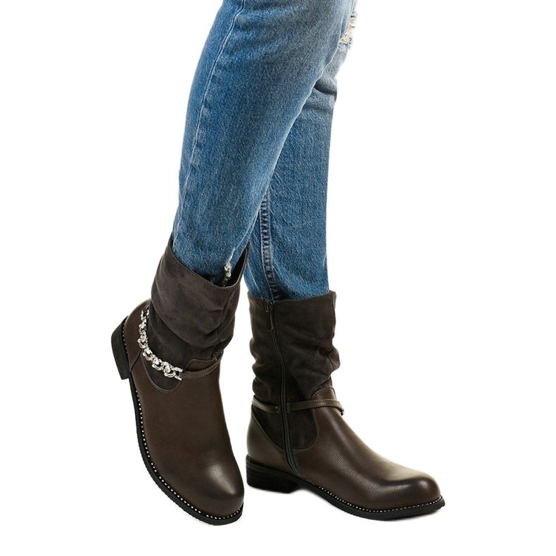 Gray flat ankle boots with a Petgell zipper grey 1