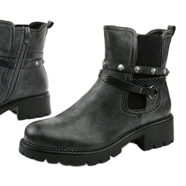 Gray flat ankle boots with a Siempleglam zipper black grey 1