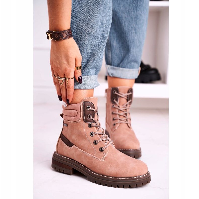 Women's Warm Workers Trappers Pink Timber beige brown 1