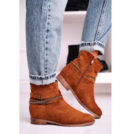 BUGO Boots On A Wedge With A Chain Brown Suede Eliza yellow 2