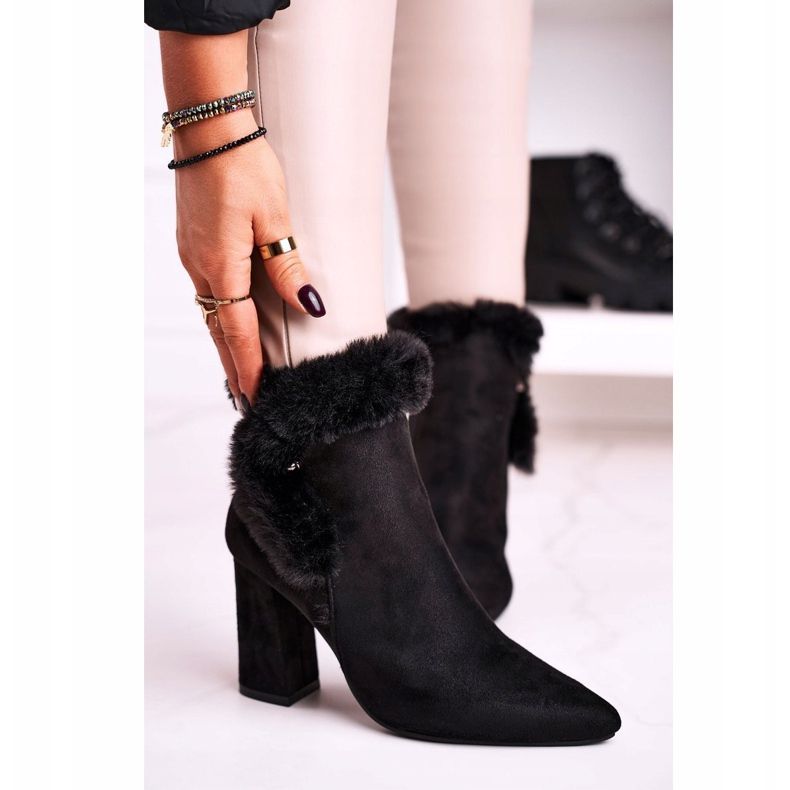 Boots On a Heel With Fur Suede Black Sophie 1