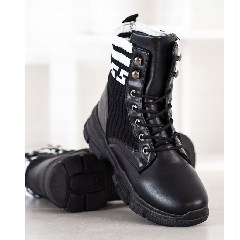SHELOVET Lace-up Fashion Workers white black 1 SHELOVET Lace-up Fashion Workers white black 1