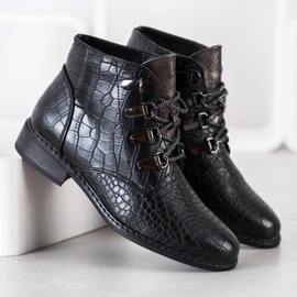 Goodin Elegant lace-up boots black silver 1