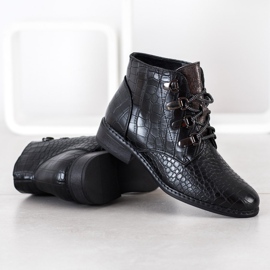 Goodin Elegant lace-up boots black silver 2