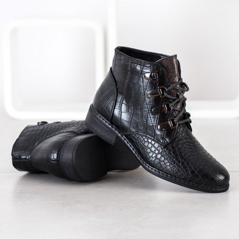 Goodin Elegant lace-up boots black silver 2