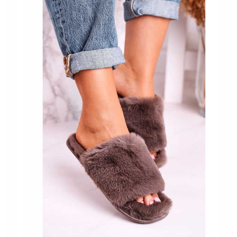 Women's Slippers Fur Slippers Gray Sweet brown 1 Women's Slippers Fur Slippers Gray Sweet brown 1