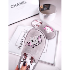 Children's Gray Unicorn Slippers With Unicorn grey 2