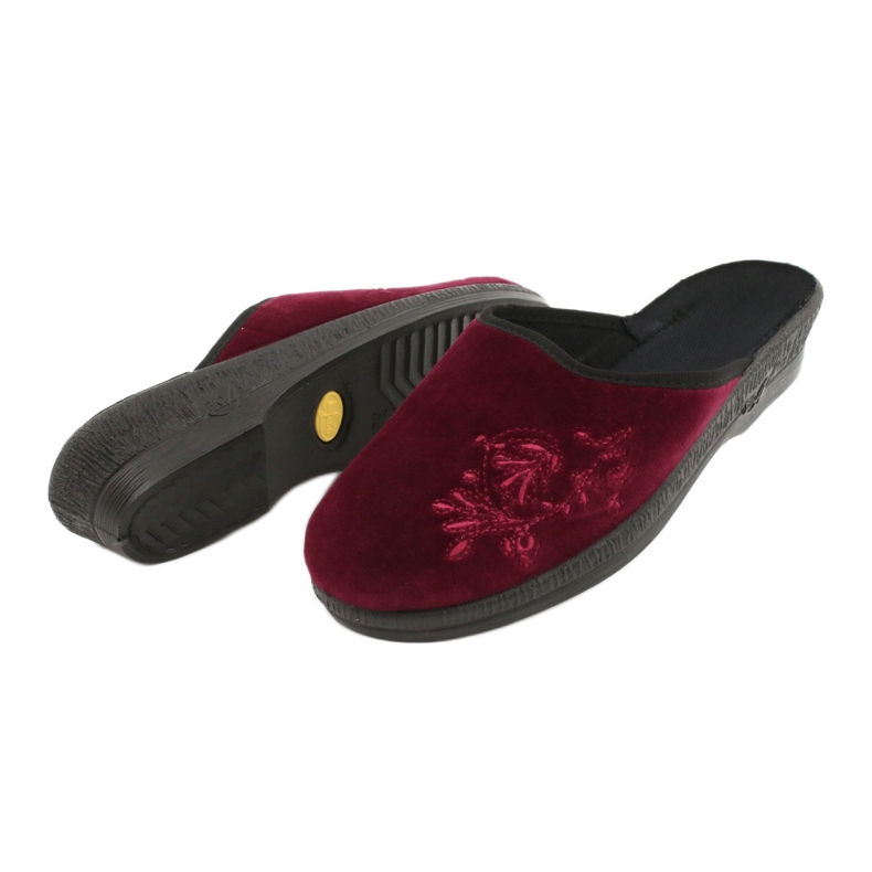 Befado slippers velor 219D427 burgundy slippers black red multicolored 3