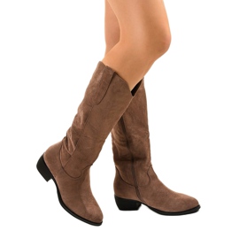 Khaki suede high Evelralla cowboy boots green 1