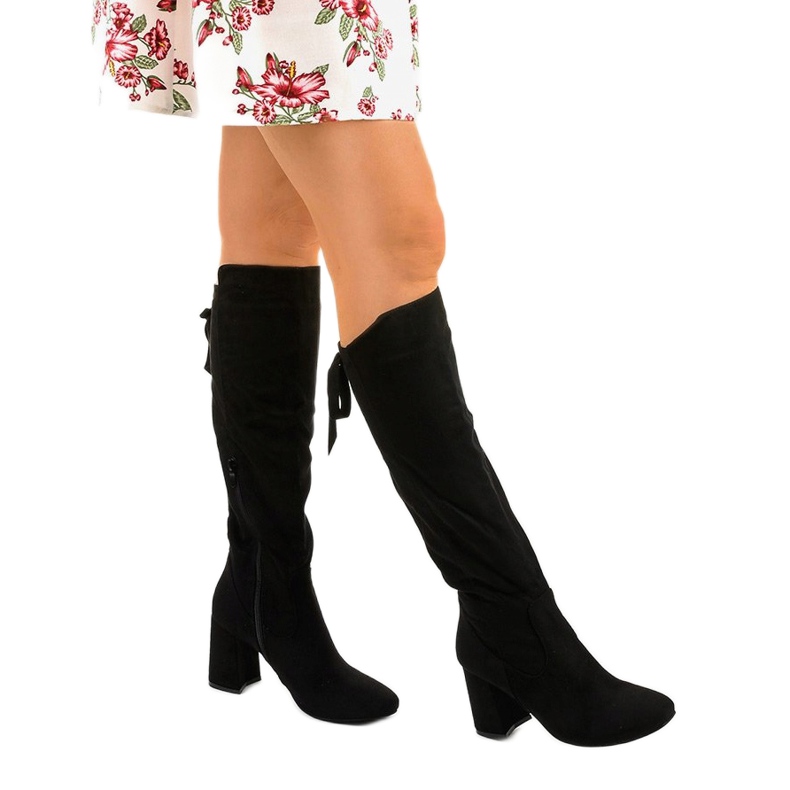 Black ankle boots with eco-suede Shimmerfog 1