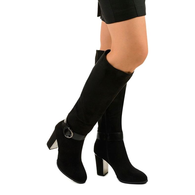 Black ankle boots in Aebanise eco-suede 1