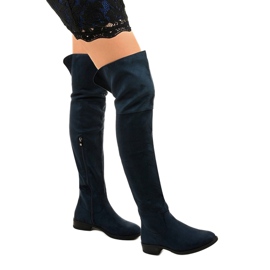 Wysless navy blue flat over the knee boots 1