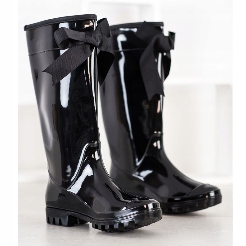 SHELOVET Lacquered Galoshes With A Bow black 1