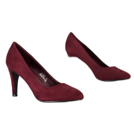 Renda Maroon Suede Pumps red 1