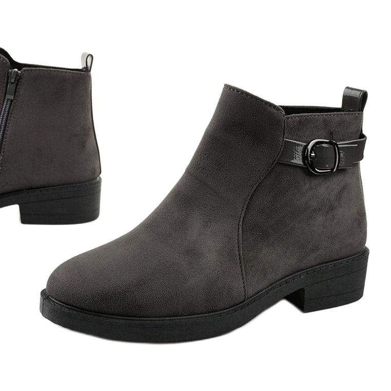 Gray suede flat boots from Neriris grey 1