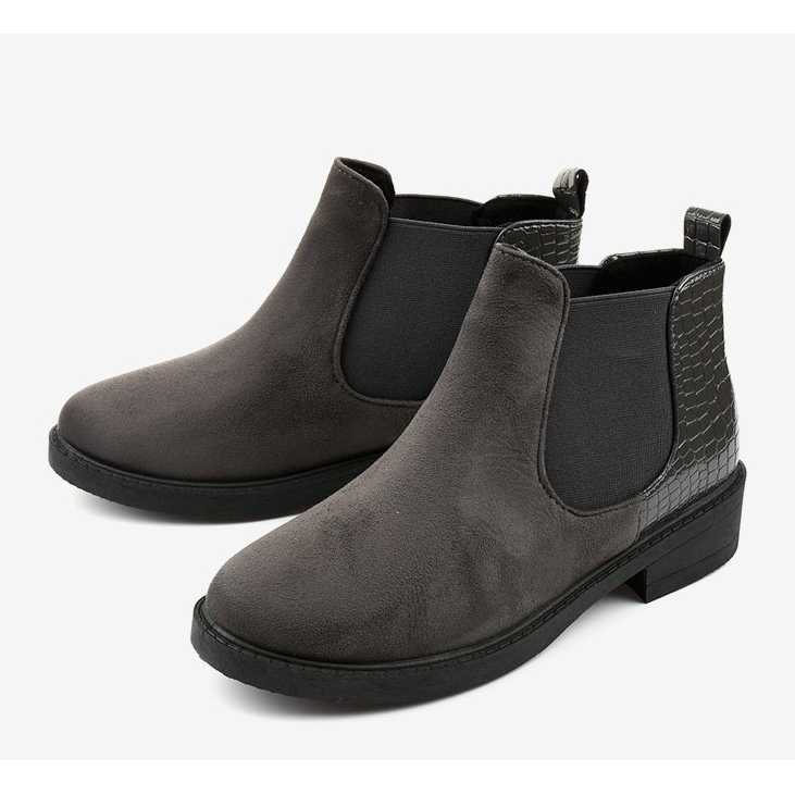 Gray suede flat boots from Herkrana grey 2