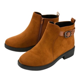 Neriris camel suede flat ankle boots brown 2