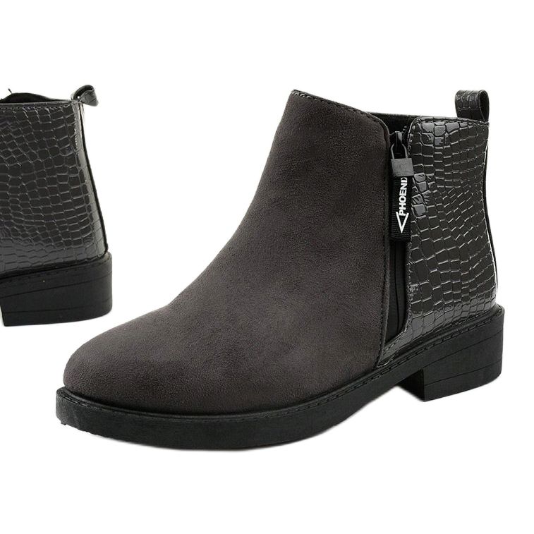 Gray suede flat boots from Genesario grey 1