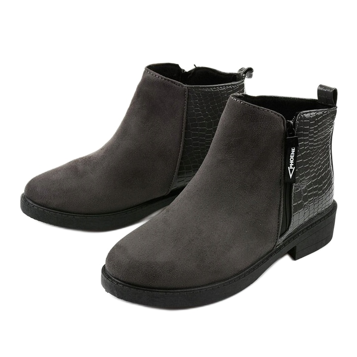 Gray suede flat boots from Genesario grey 2