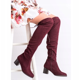 M.Daszyński Maroon boots above the knee red 1