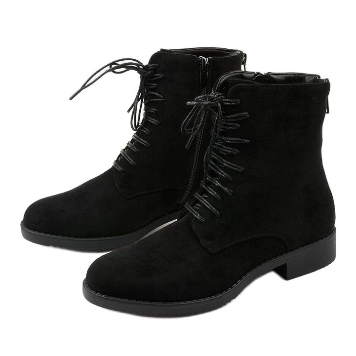 Black women's workery boots A8316 / A 2