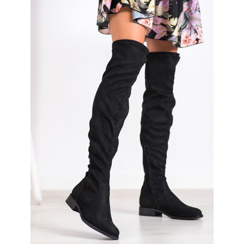 Kayla Suede thigh boots black 1