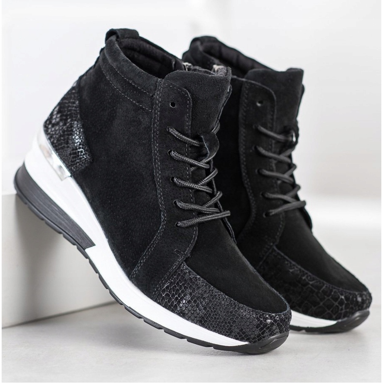 Filippo Lace-up Leather Booties black 1