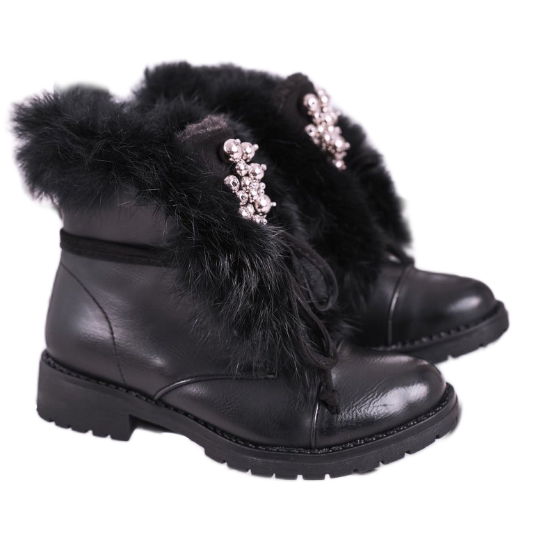 MSMG Children's Black Warm Boots Fur CT900A Ella 1