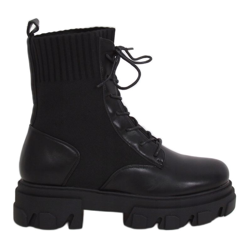 SEA Women's Lace-up Boots With A Sock NS156 Black My Need 3
