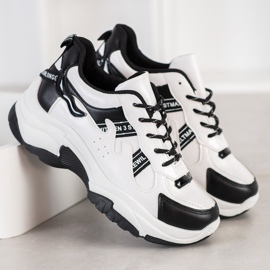SHELOVET Comfortable Eco Leather Sneakers white black 2 SHELOVET Comfortable Eco Leather Sneakers white black 2