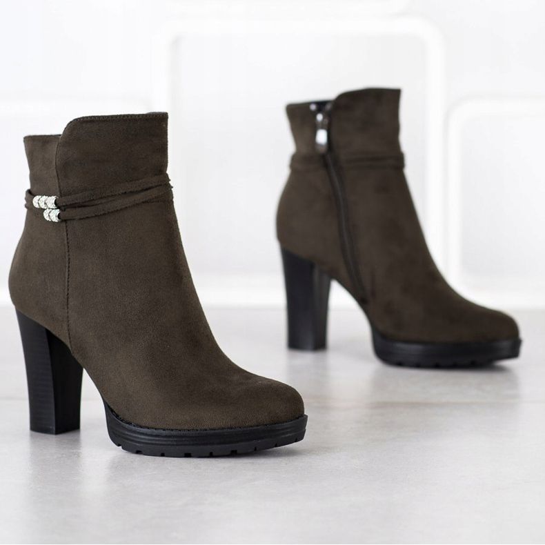 Janessa Khaki Booties On A Post 1
