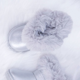 FRROCK Warm Children's Snow Boots With Fur Silver JellyBeans 2