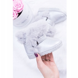 FRROCK Warm Children's Snow Boots With Fur Silver JellyBeans 1