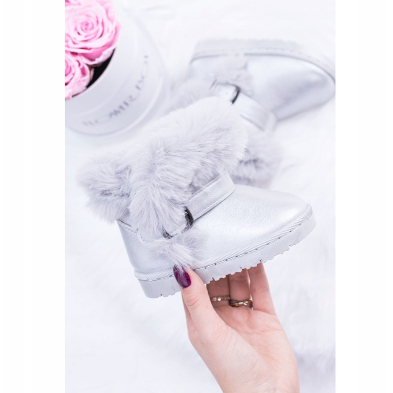 FRROCK Warm Children's Snow Boots With Fur Silver JellyBeans 1