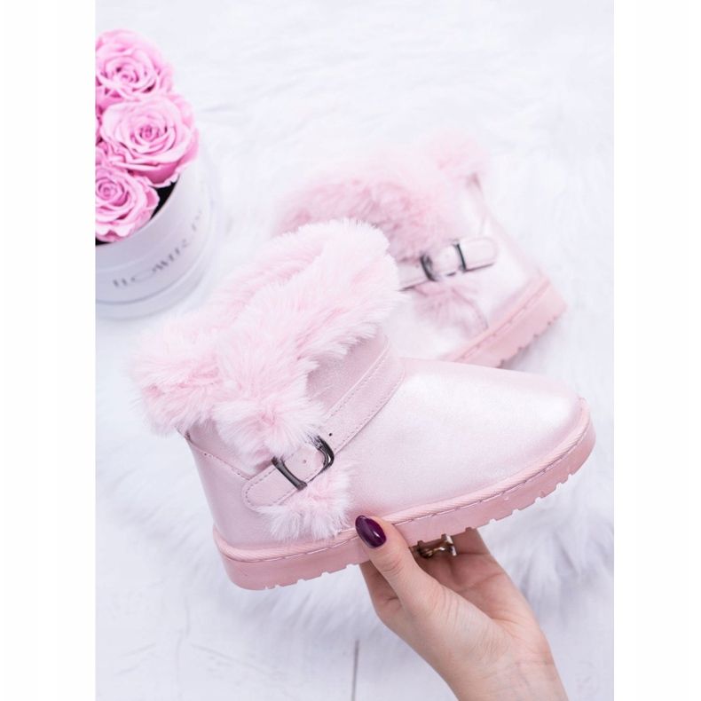 BUGO Warm Children's Snow Boots With Fur Pink JellyBeans 2