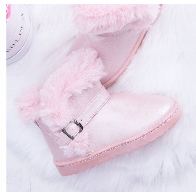 BUGO Warm Children's Snow Boots With Fur Pink JellyBeans 1