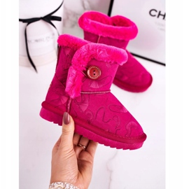 Apawwa Children's Snow Boots With Fur And Button Fuchsia Kawai pink 1